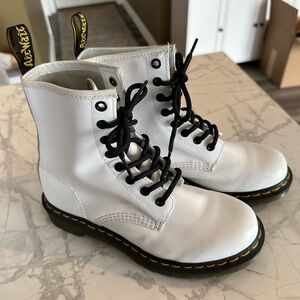Dr. Martens White Leather Boots